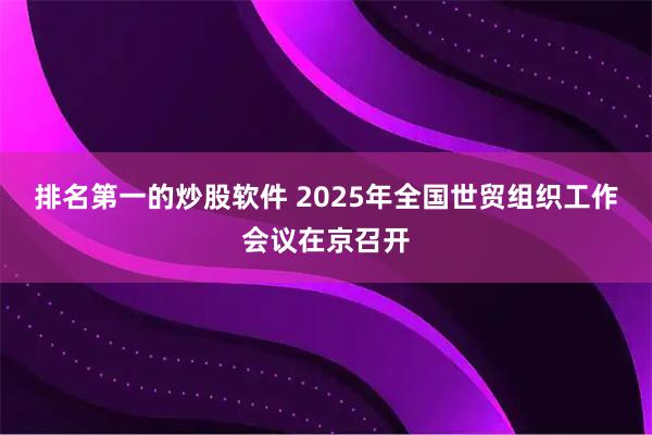 排名第一的炒股软件 2025年全国世贸组织工作会议在京召开